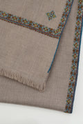 Kashmir Loom Sozni Viyana Hashiya Buti Hand Embroidered Pashmina Shawl Natural