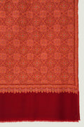 Kashmir Loom Sozni Jamawar Hand Embroidered Pashmina Shawl Maroon Orange