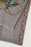 Kashmir Loom Kani Falak Buta Palledar Hand Woven Large Pashmina Shawl Grey