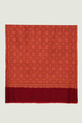 Kashmir Loom Sozni Jamawar Hand Embroidered Pashmina Shawl Maroon Orange