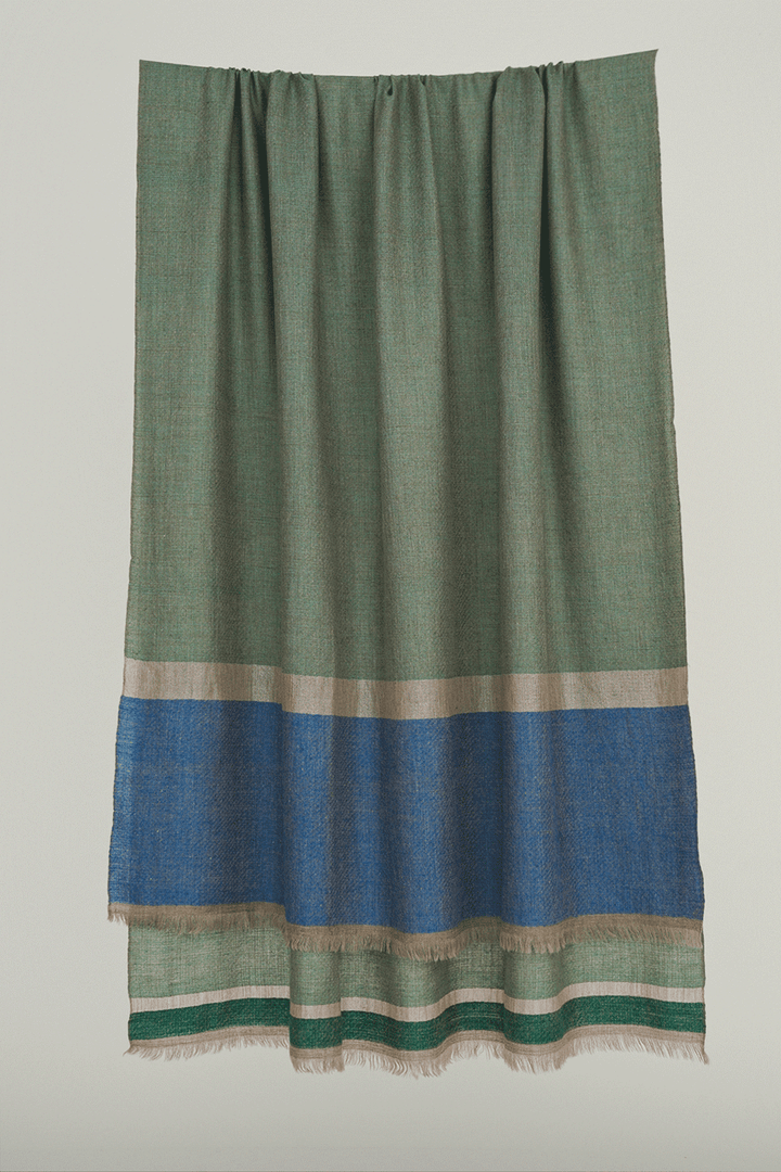 Metallic Cashmere Color Block Shawl | Kashmir Loom