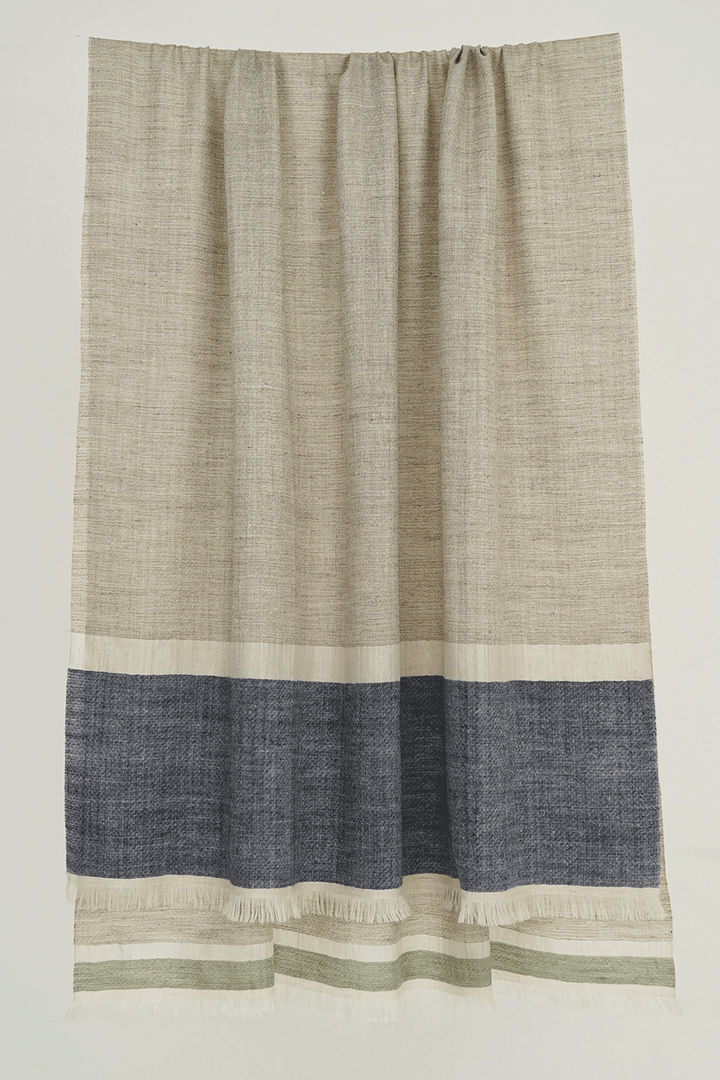 Metallic Cashmere Color Block Shawl | Kashmir Loom