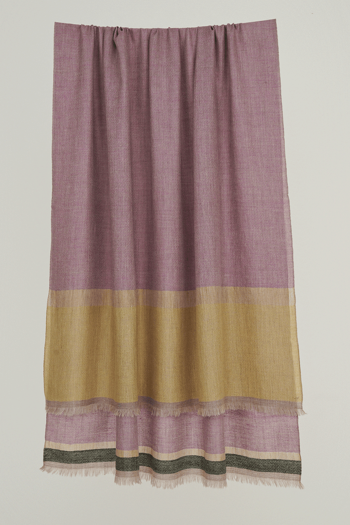 Metallic Cashmere Color Block Shawl | Kashmir Loom