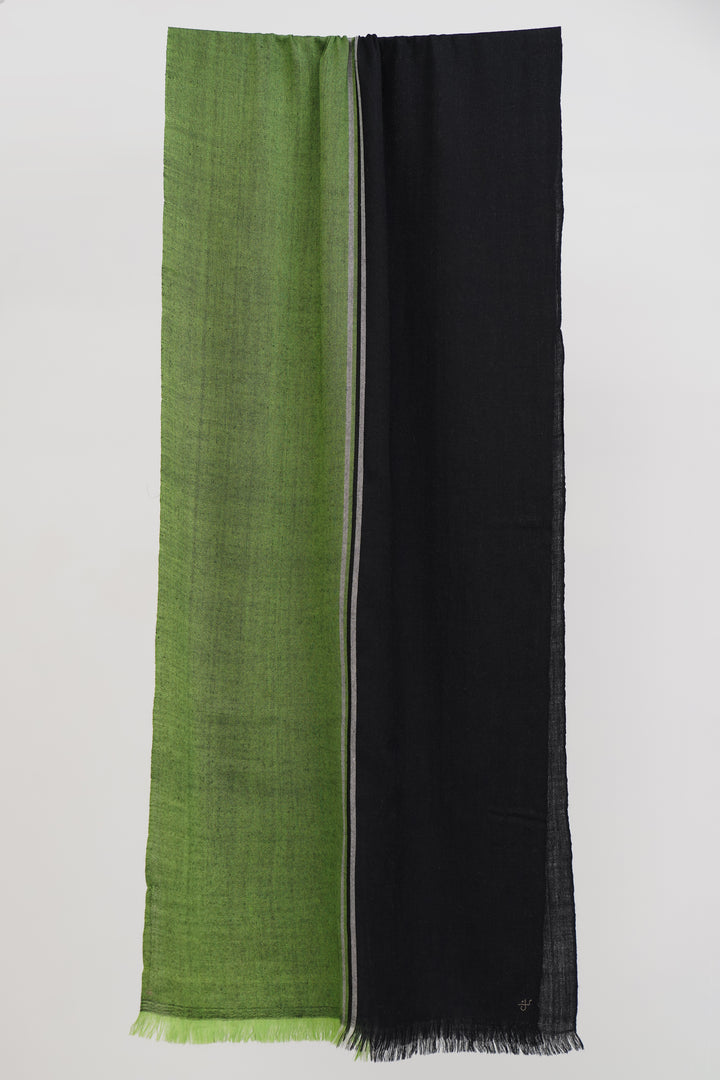 Kashmir Loom | Fifty Fifty Black Matrix Ivory Scarf