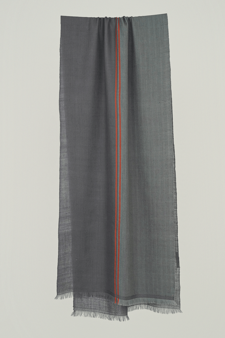 Kashmir Loom | Fifty Fifty Pewter Thunder Scarf