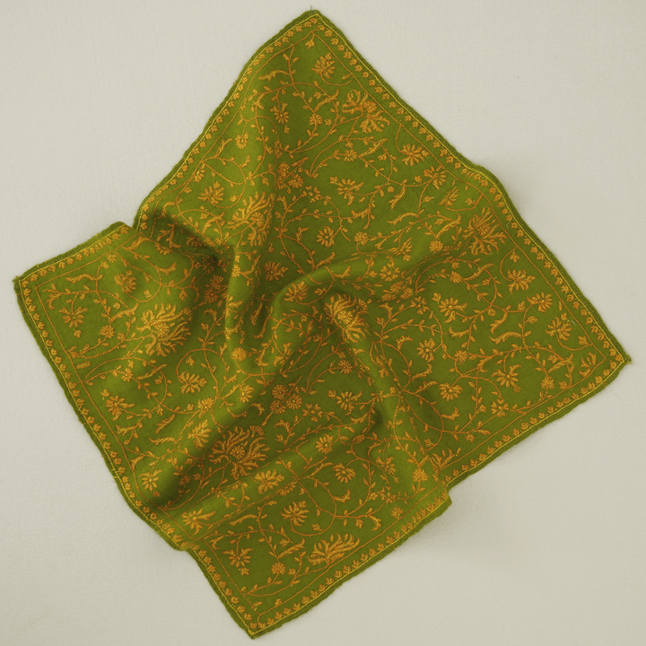 Jaaldar Hand Embroidered Mens Cashmere Pocket Square | Kashmir Loom