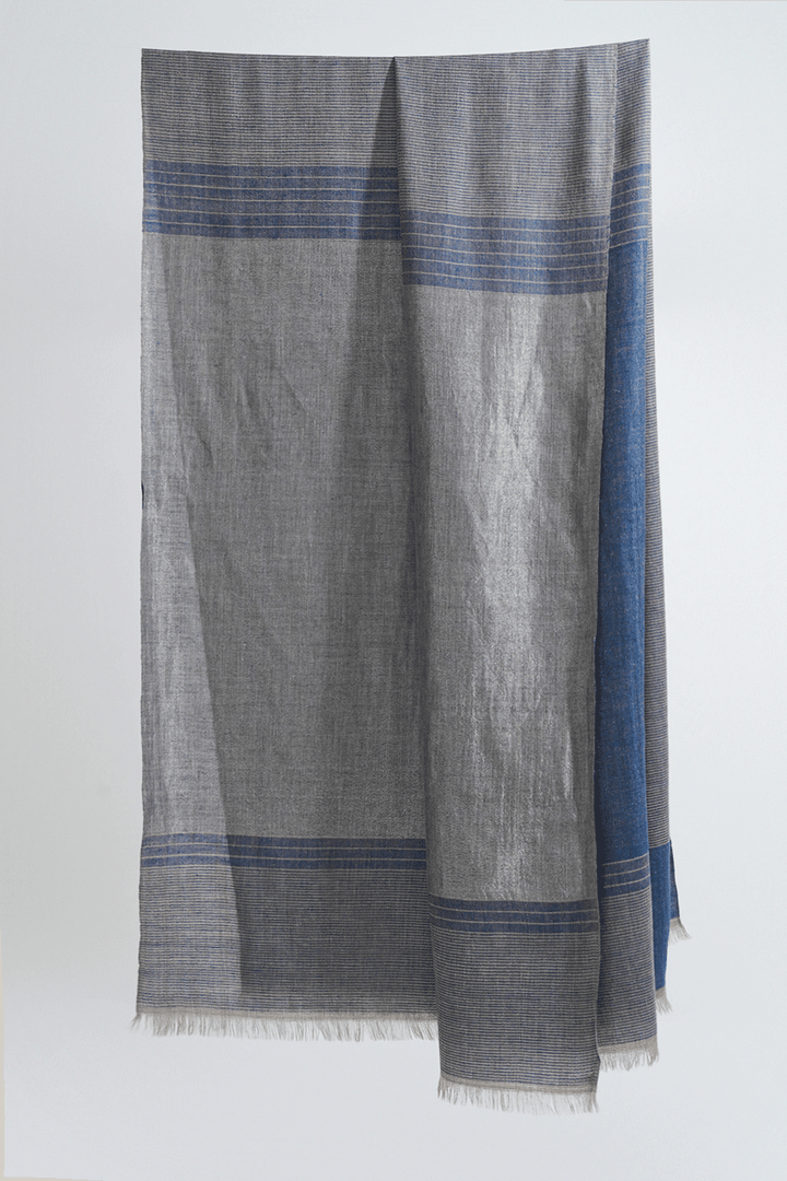 Metallic Cashmere Stripes Shawl | Kashmir Loom
