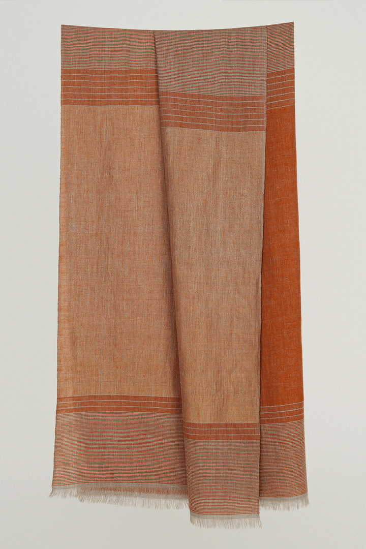 Metallic Cashmere Stripes Shawl | Kashmir Loom