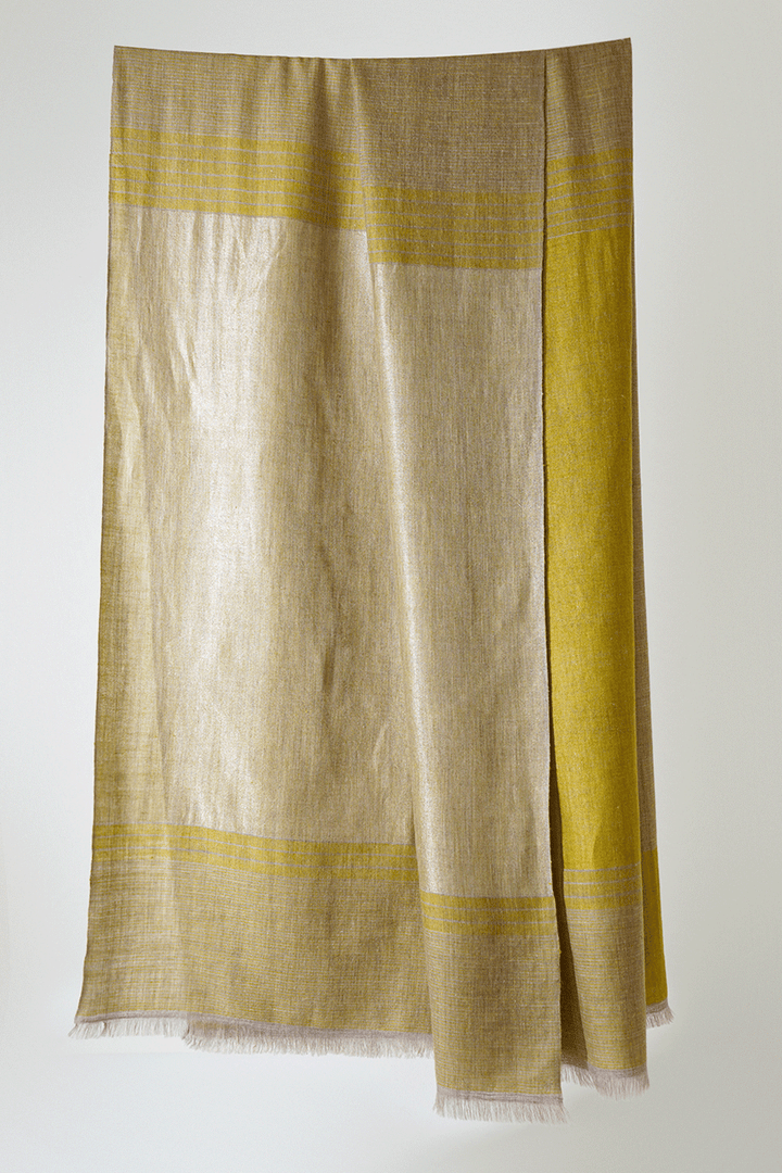 Metallic Cashmere Stripes Shawl | Kashmir Loom