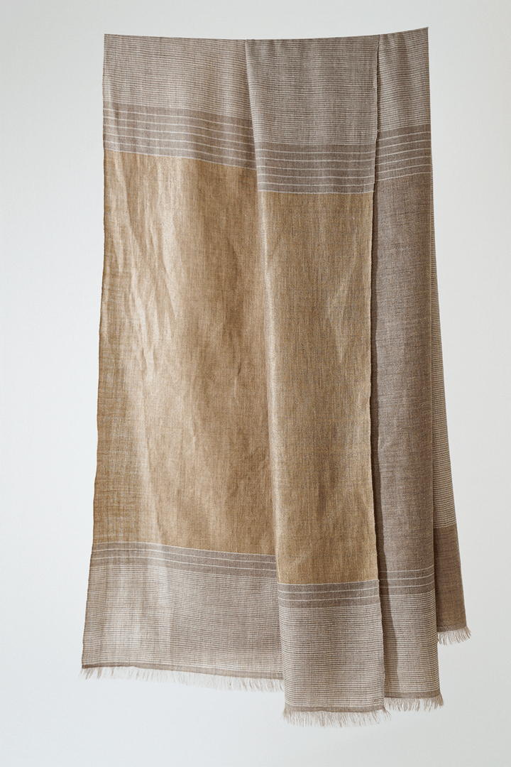 Metallic Cashmere Stripes Shawl | Kashmir Loom