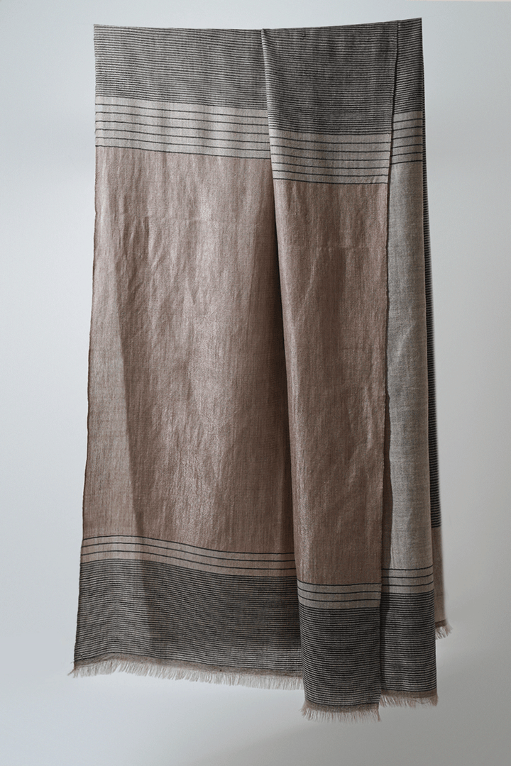 Metallic Cashmere Stripes Shawl | Kashmir Loom