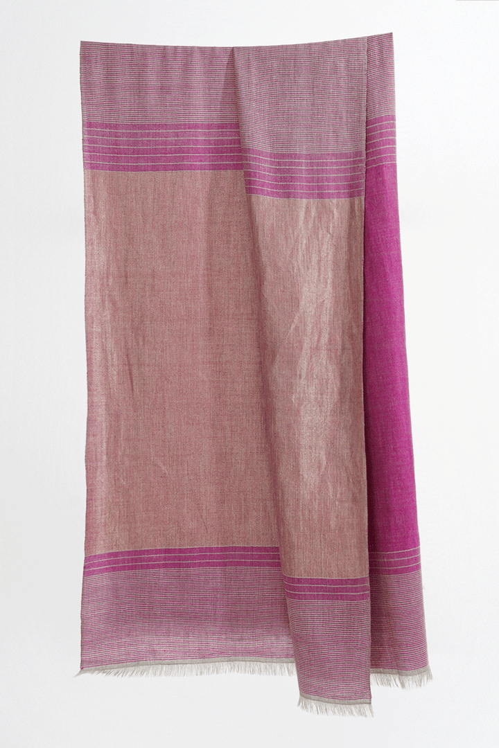 Metallic Cashmere Stripes Shawl | Kashmir Loom