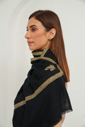 Kashmir Loom Sozni Bail Koundar Hand Embroidered Pashmina Shawl Black