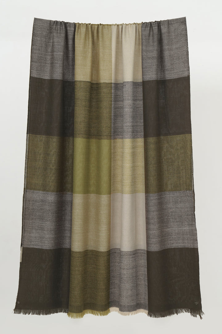 Kashmir Loom Poetry Cashmere Mens Oversize Scarf Mosswood