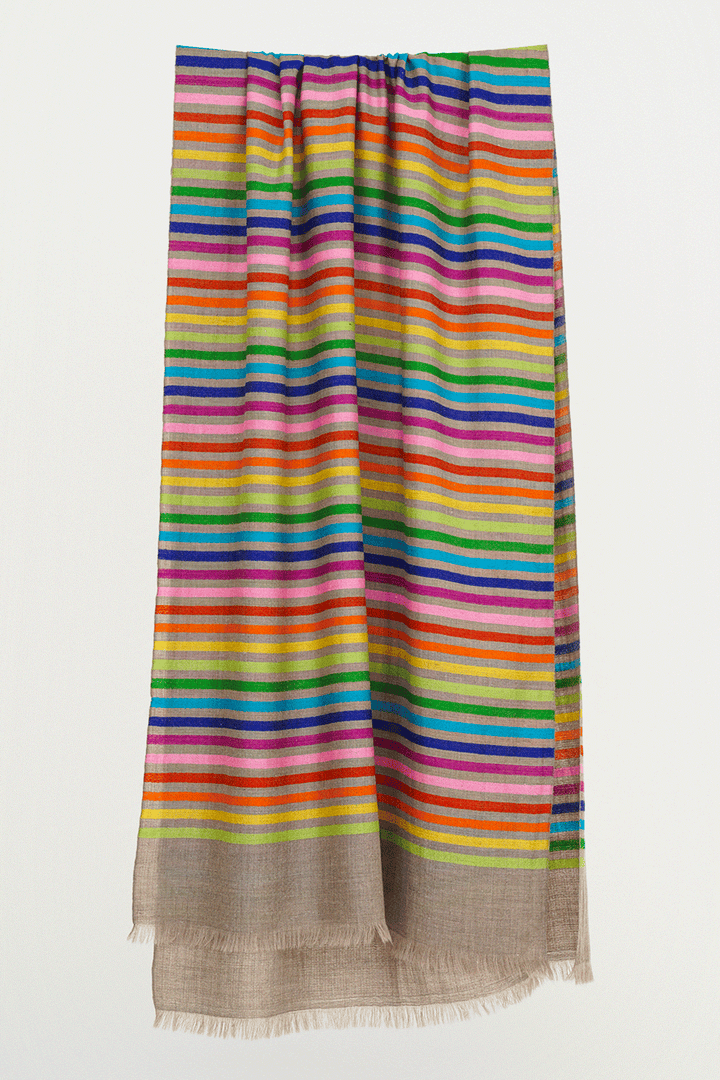 Cashmere Stripe Women's Stole | Kashmir Loom