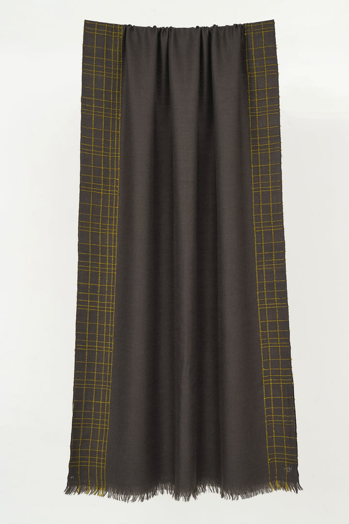 Kashmir Loom Trellis Cashmere Mens Large Scarf Char Stem