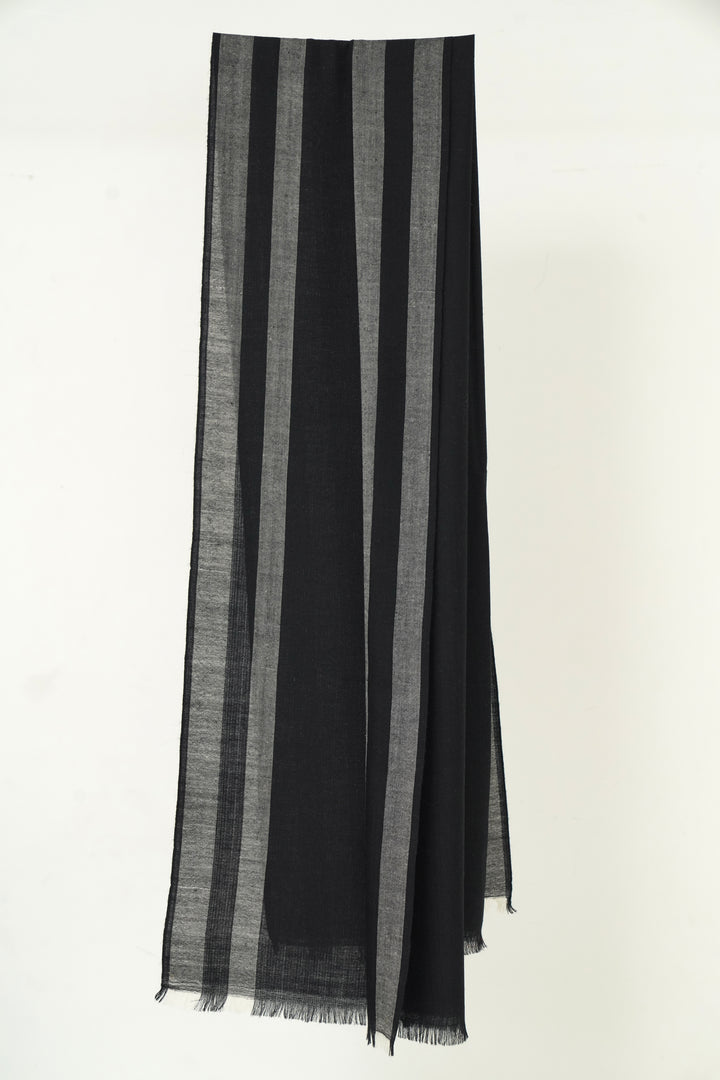 Kashmir Loom Zulfikar Cashmere Scarf  Ivory Black