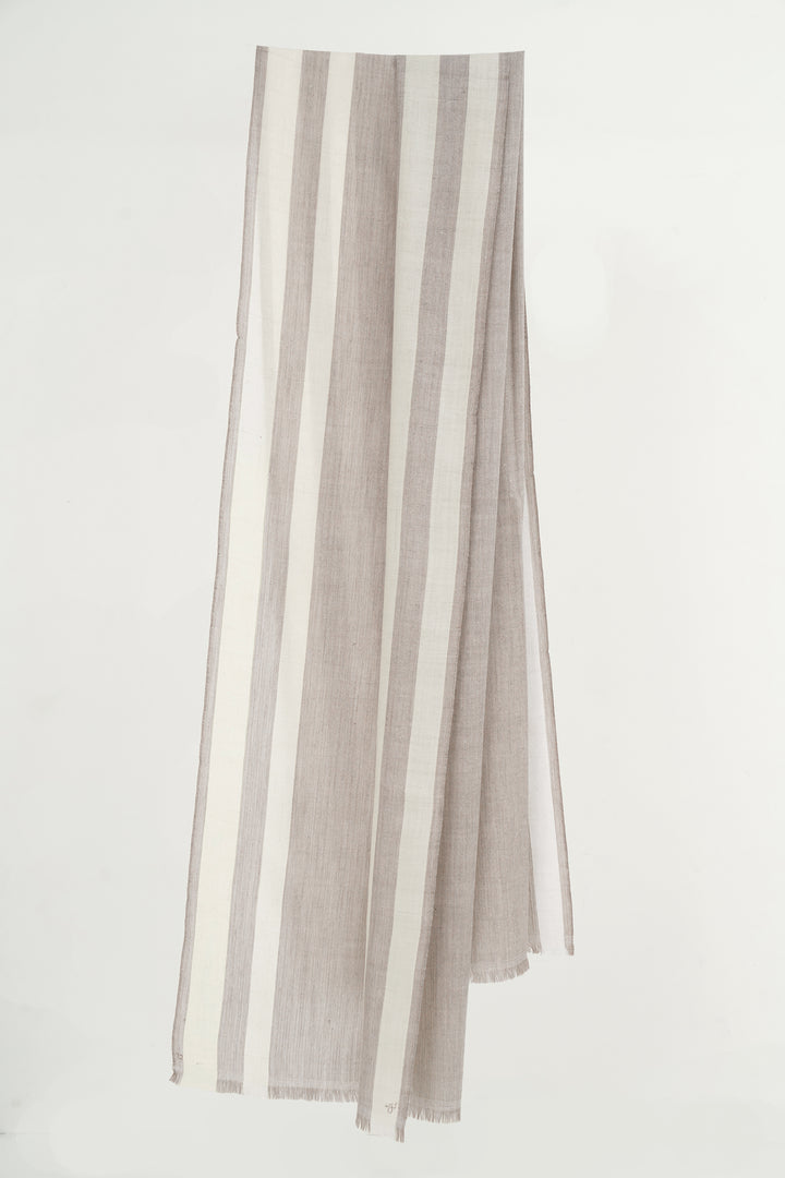 Kashmir Loom Zulfikar Cashmere Scarf Natural Ivory