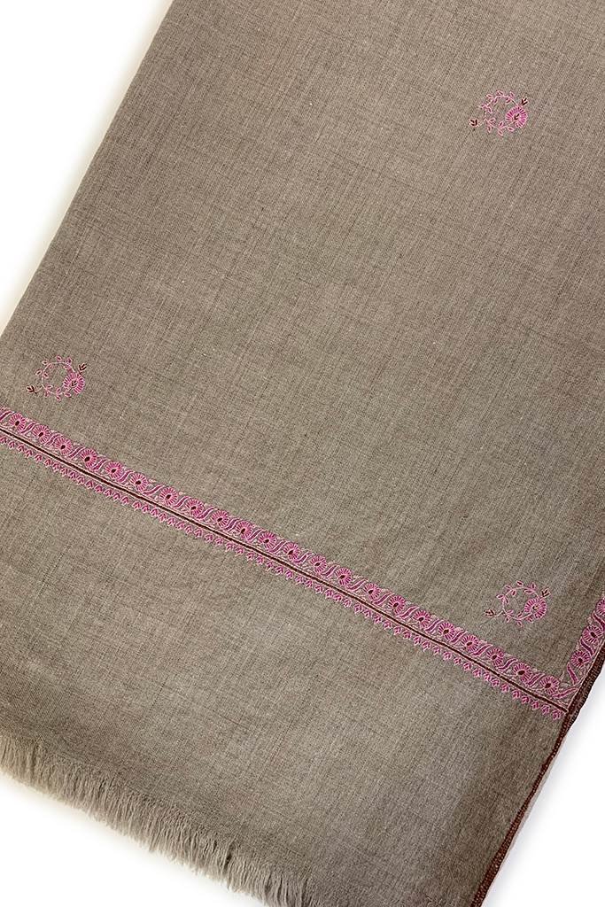 Flower Buti Hand Embroidered Pashmina Shawl | Kashmir Loom